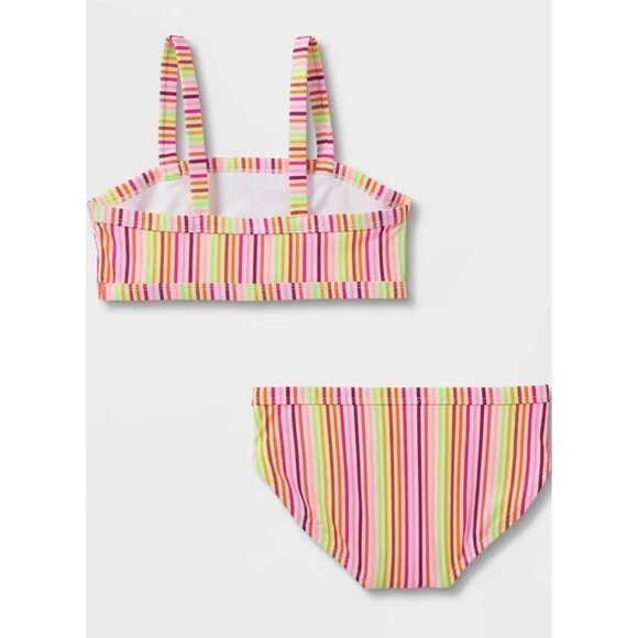 Girls Multicolor Striped Bikini Swimwear Set By Cat & Jack XS(4/5) - Picture 2 of 3